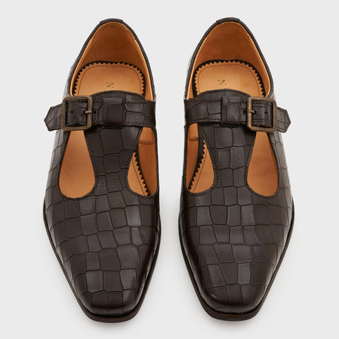 Nyaya | Wood Brown Croco Leather